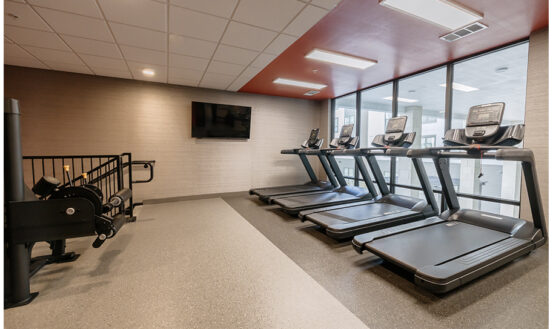 Fitness center with multiple treadmills