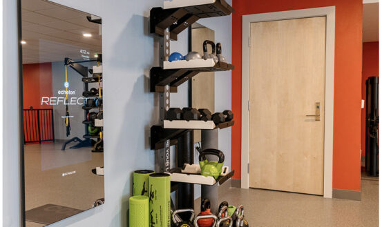 Fitness center with weight lifting equipment