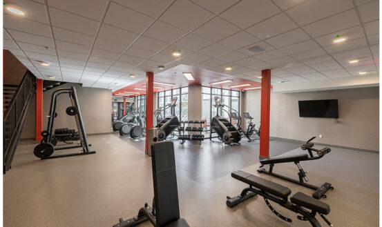 Fitness center with work out equipment