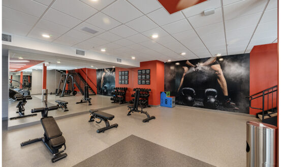 Fitness center with work out equipment
