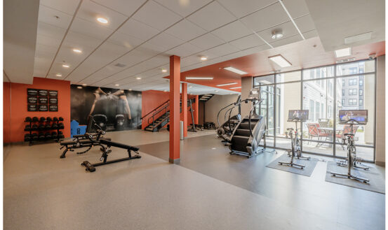 Fitness center with work out equipment