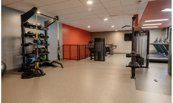 Fitness center with weight equipment