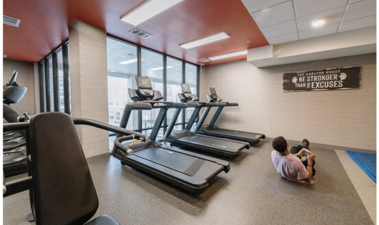 Fitness center with multiple treadmills