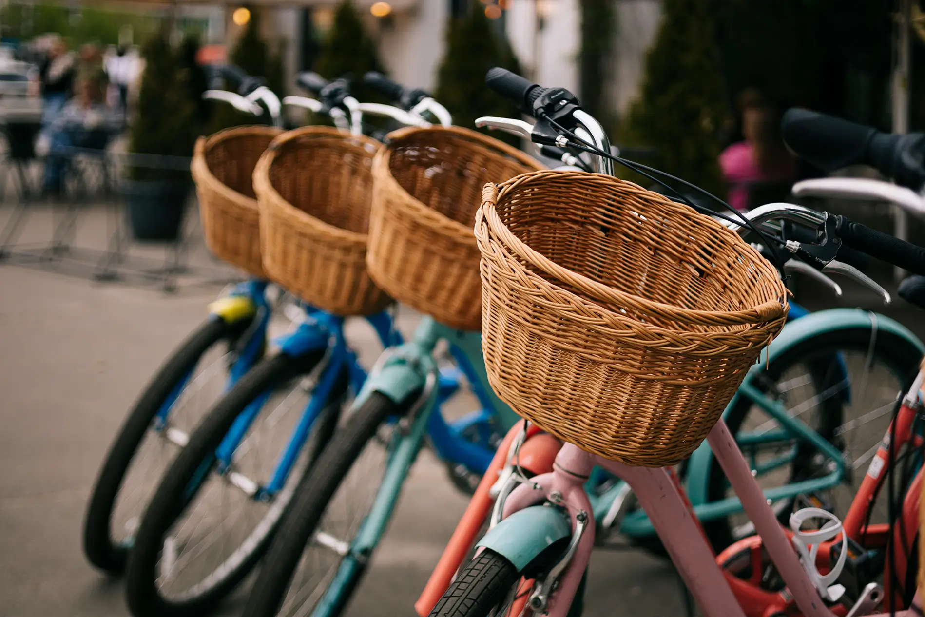 close up of a row of bikes