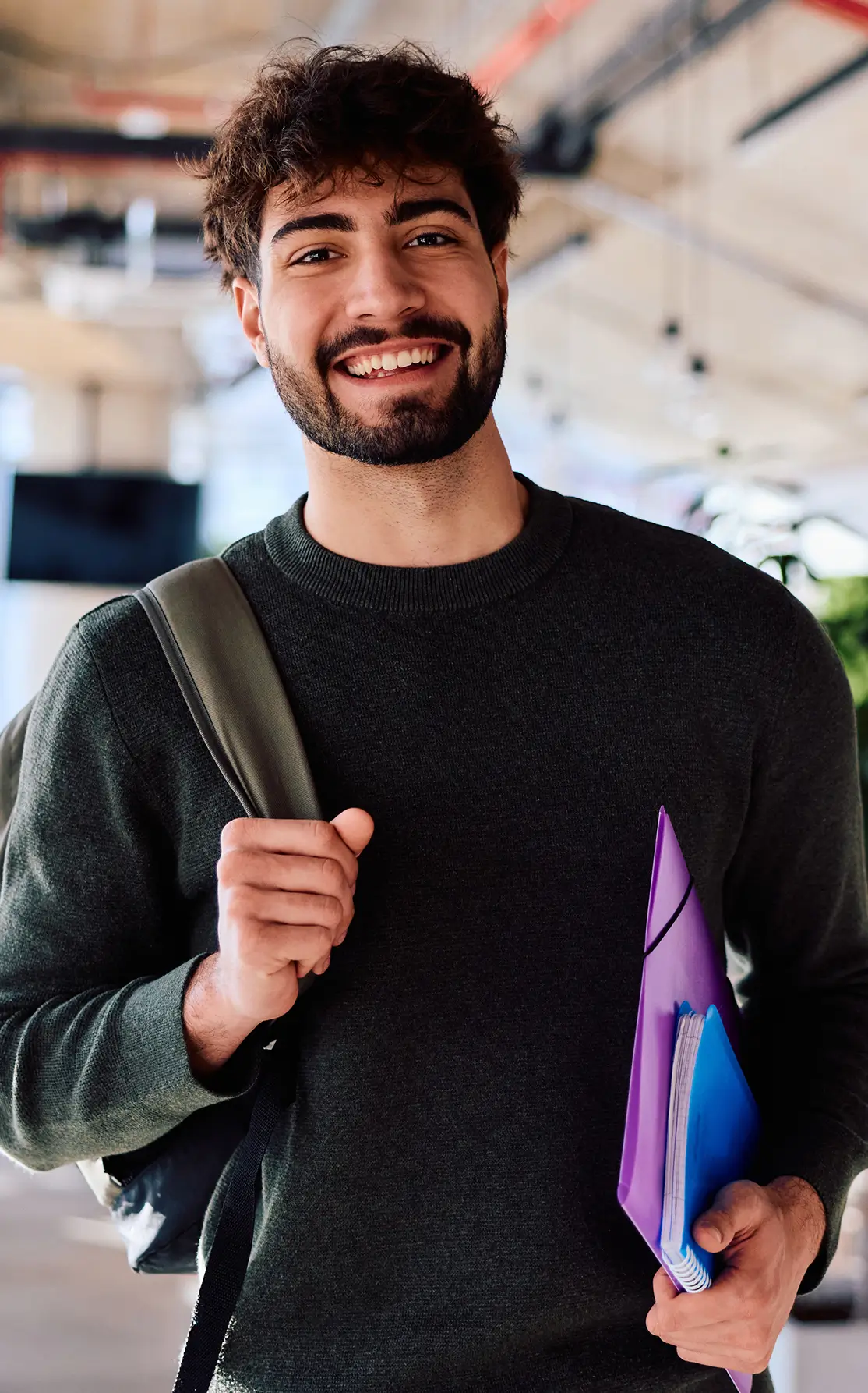 Young man ready for class