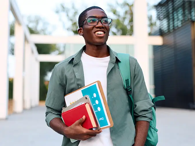 young man ready for class