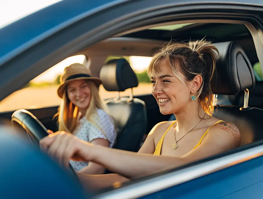 young woman driving a car